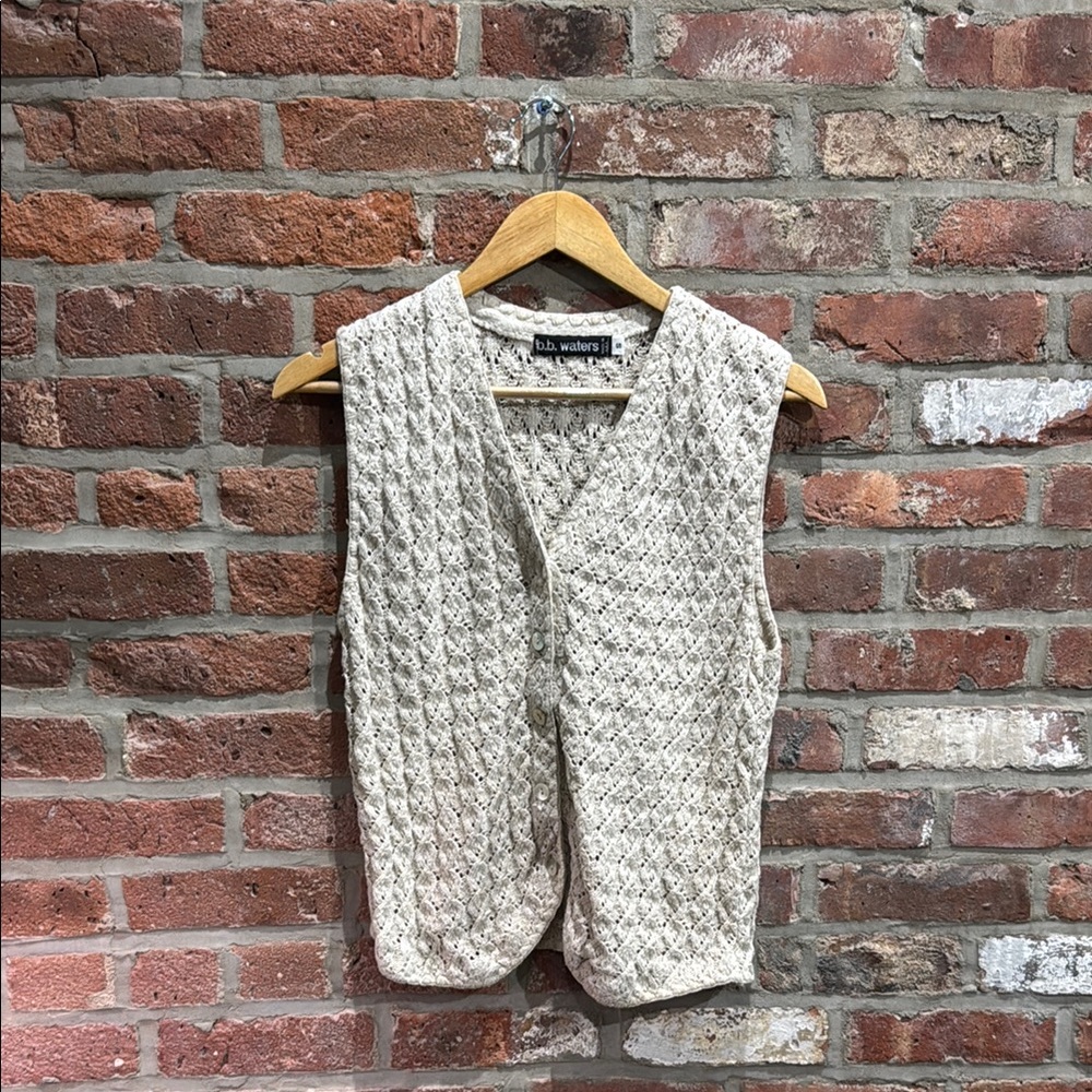 Vintage Ivory Textured Knit Vest